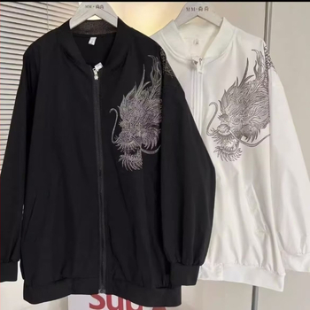Jakna s diamantovým ozdobením a UV ochranou pre mužov, leto, bez kapucne, normálna hrúbka, zips, polyester (Normálna hrúbka; Bez kapucne; Zips; Leto; Polyester)