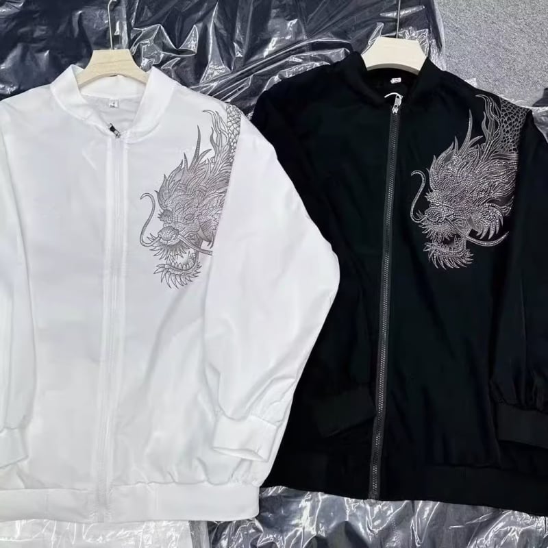 Jachetă cu protecție solară, decor diamantat, pentru bărbați, vară, fără glugă, grosime obișnuită, fermoar, poliester (Grosime obișnuită; Fără glugă; Fermoar; Vară; Poliester)