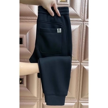 Muške casual jogger hlače s fleece podstavom, debela mješavina pamuka i poliestera, elastični srednji pojas, duljina 9/10, zima