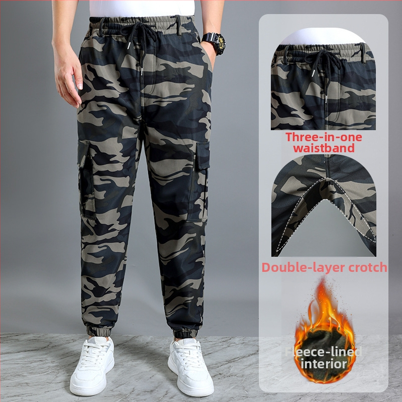 Muške radne hlače s fleece oblogom (ravni kroj; srednji pojas; otporan materijal; 100% akril)