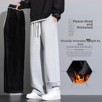 Vīriešu kokvilnas bikses ar taisnu piegriezumu, vidējais jostas platums, mikroelastiska, ziema 2024