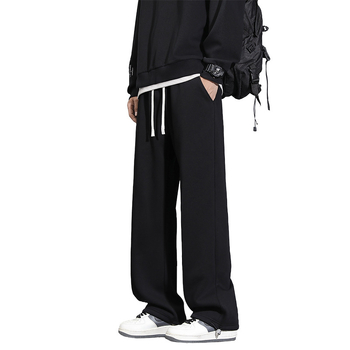 Мъжки памучни панталони с права кройка, средна талия, микроеластичност, зима 2024