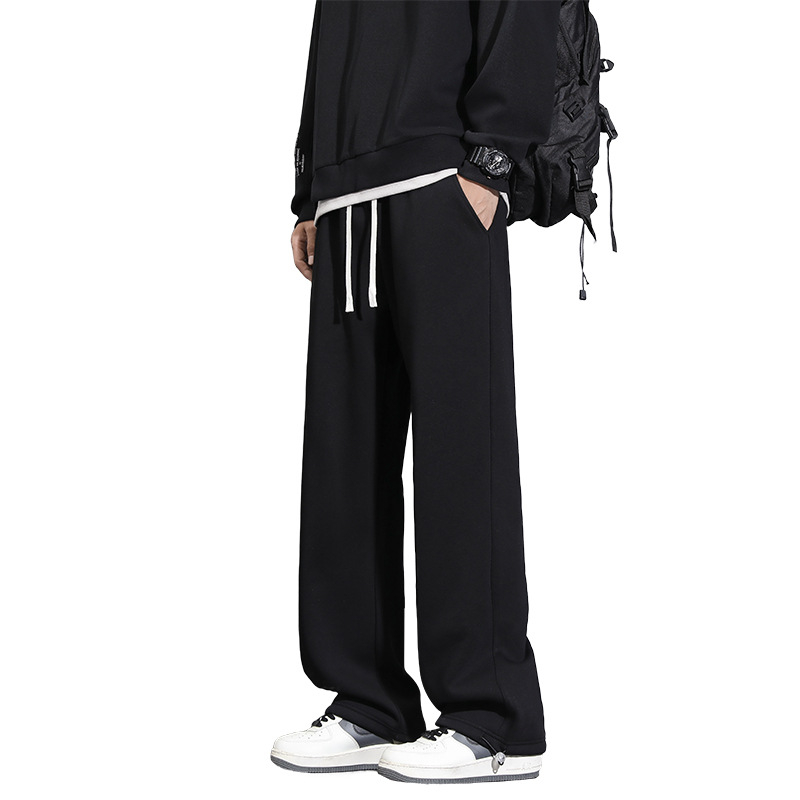 Мъжки памучни панталони с права кройка, средна талия, микроеластичност, зима 2024