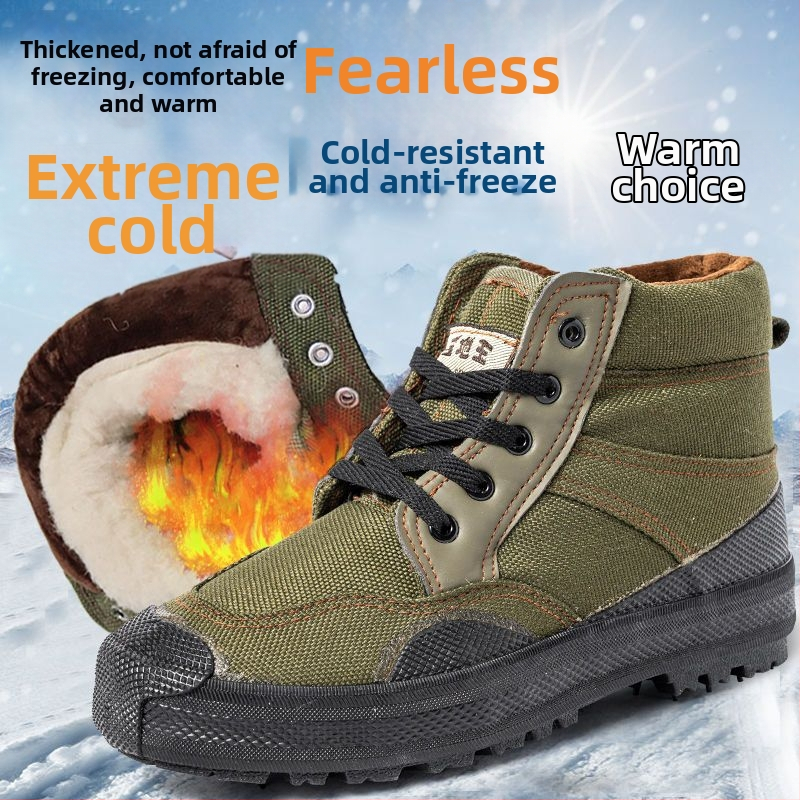 Meeste talve kõrged lõuendkingad, libisemiskindel tald, soe puuvillane sisetald