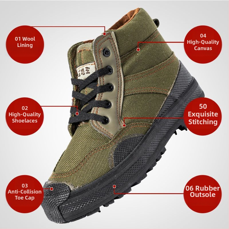 Meeste talve kõrged lõuendkingad, libisemiskindel tald, soe puuvillane sisetald