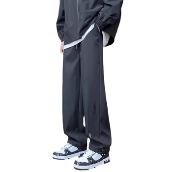 Vyrinės kelnes su tiesiu kirpimu, vidurio juosmens, su diržu, iš cheminių pluoštų mišinio, aukšta elastumas