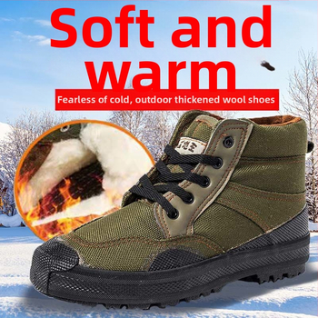 Ziemas augstas kanvas darba kurpes vīriešiem – pretslīdēšana, saglabā siltumu, kokvilnas zolīte