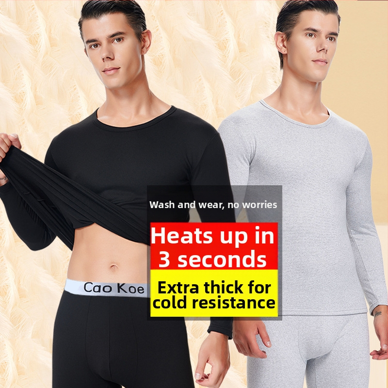 Vīriešu siltā apakšveļas komplekts ar flīsa iekšējo odere, puloveris ar apaļu kaklu un slaidu piegriezumu, 95% poliestera maisījums