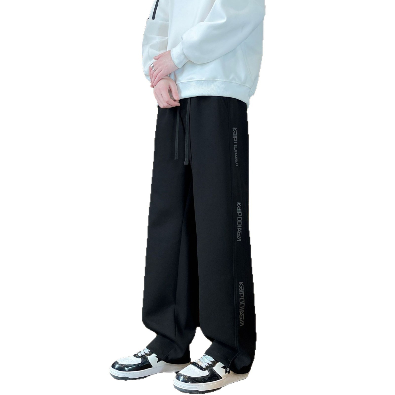Pantaloni sport pentru băieți adolescenți, iarnă, cu căptușeală fleece, croială dreaptă, din amestec de bumbac, cu curea și închidere cu șiret.
