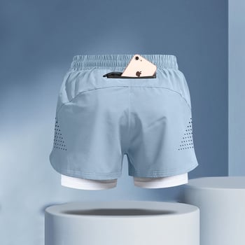 Șorturi sportive pentru bărbați, vară, talie medie, croială dreaptă, țesătură Lycra cu fibră de polietilenă