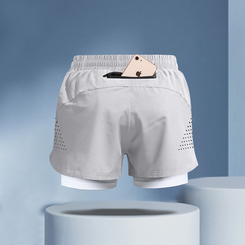 Șorturi sportive pentru bărbați, vară, talie medie, croială dreaptă, țesătură Lycra cu fibră de polietilenă