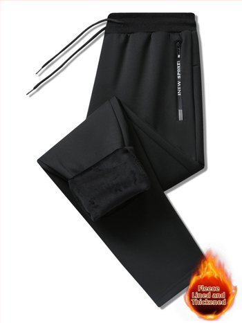 Meeste fleece-vooder püksid, vaba lõikega, keskmise vöökoha, polüester, talv 2025