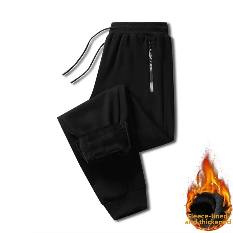 Meeste fleece-vooder püksid, vaba lõikega, keskmise vöökoha, polüester, talv 2025