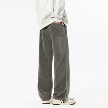 Pantaloni sport casual pentru bărbați din Ori Velvet, fleece interior și croială groasă, croială relaxată cu picioare drepte, talie medie, închidere cu șnur