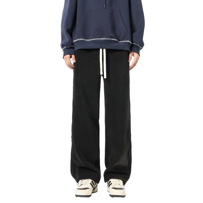 Pantaloni sport casual pentru bărbați din Ori Velvet, fleece interior și croială groasă, croială relaxată cu picioare drepte, talie medie, închidere cu șnur