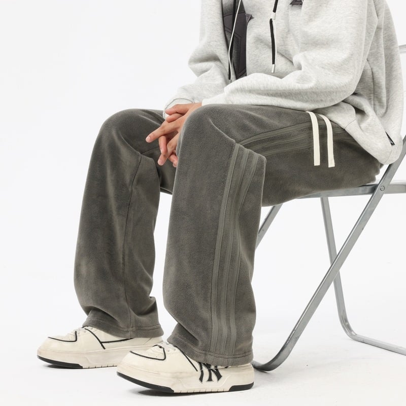 Pantaloni sport casual pentru bărbați din Ori Velvet, fleece interior și croială groasă, croială relaxată cu picioare drepte, talie medie, închidere cu șnur