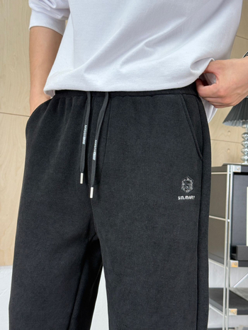 Мъжки панталони с висока талия и права кройка, смес от химически влакна, микроеластичност, пролет 2025