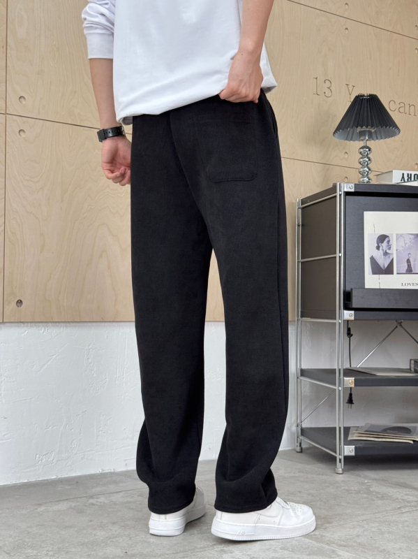 Мъжки панталони с висока талия и права кройка, смес от химически влакна, микроеластичност, пролет 2025