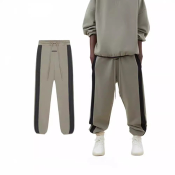 Pantaloni sport casual, model color-block, talie medie, închidere cu șiret, material din bumbac (90% bumbac)