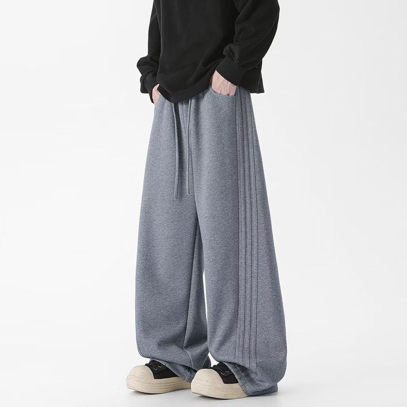 Pantaloni sport casual bărbați din corduroy, croială dreaptă, talie medie, închidere cu șnur, groși pentru iarnă