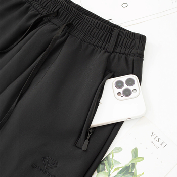 Pantaloni bărbați drepti, talie elastică, căptușiți cu fleece, fermoar, poliester