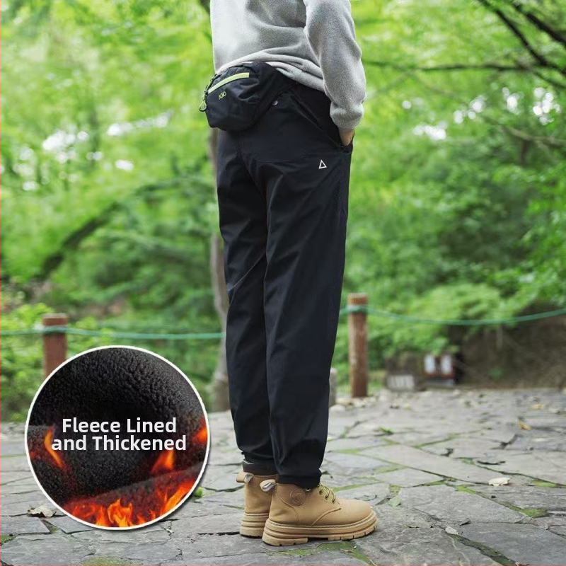 Muške hlače za outdoor s fleec podstavom, mornarsko plave – tople zimske casual cargo hlače