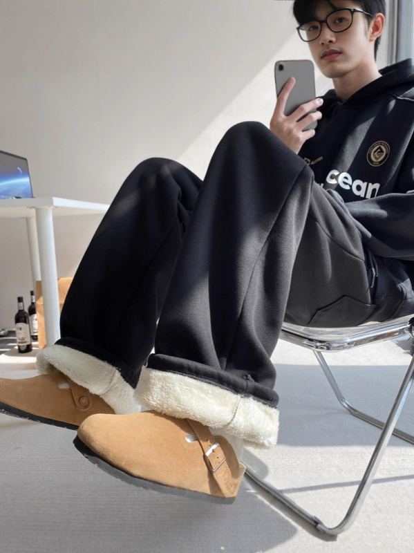 Pantaloni casual pentru bărbați, talie medie, croială dreaptă, închidere cu nasturi, amestec poliester-bumbac, model gradient, buzunare decorative, potriviți pentru primăvară și toamnă