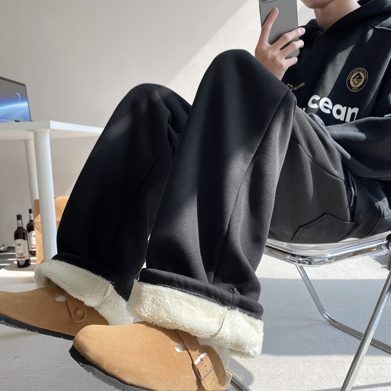 Pantaloni casual pentru bărbați, talie medie, croială dreaptă, închidere cu nasturi, amestec poliester-bumbac, model gradient, buzunare decorative, potriviți pentru primăvară și toamnă