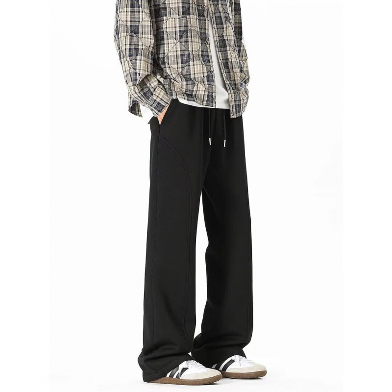 Младежки спортни панталони със средна талия и права кройка, ежедневни за зимата 2025, смесени химически влакна