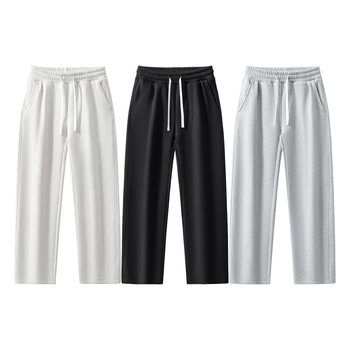 RS muške pamučne hlače s flis podstavom, široki kroj, šnura za struk, visok pas