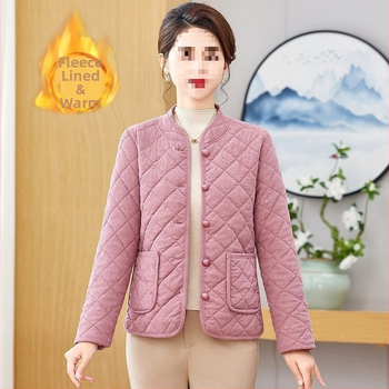 Poliesterio audinio pūstas paltas, polo apykaklė, užsegimas vienu mygtuku, vidutinio ilgio 65–80 cm