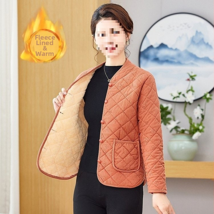 Poliesterio audinio pūstas paltas, polo apykaklė, užsegimas vienu mygtuku, vidutinio ilgio 65–80 cm