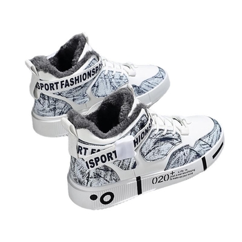 Vaikų aukšti skate bateliai su mikropluošto oda viršutine dalimi, gumine padas, raišteliai priekyje, fleece vidinis padas šilumai