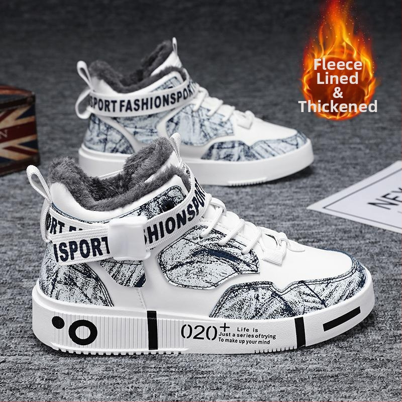 Vaikų aukšti skate bateliai su mikropluošto oda viršutine dalimi, gumine padas, raišteliai priekyje, fleece vidinis padas šilumai