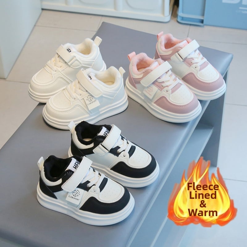 Vaikų bėgimo bateliai iš dirbtinės odos, vilninis pamušalas, Velcro užsegimas, PVC padas, žieminiai