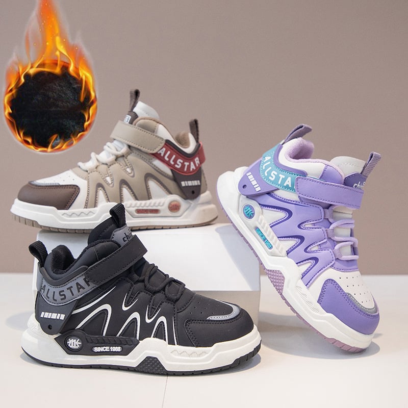 Pantofi de alergare pentru copii, cu fleece pentru iarnă, respirabili, ușori, rezistenți la uzură, talpă din cauciuc