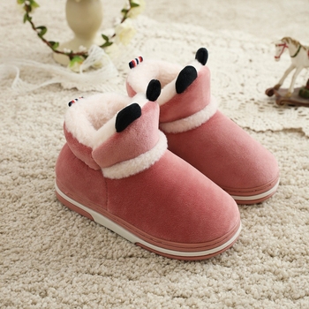 Vaikų žieminės namų šlepetės su karikatūrų raštu, storas šilumos pamušalas, viršus iš sintetinės odos, TPR padas, plokščia kulna