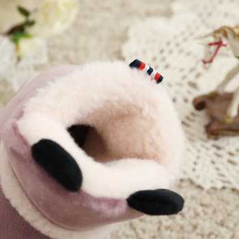 Vaikų žieminės namų šlepetės su karikatūrų raštu, storas šilumos pamušalas, viršus iš sintetinės odos, TPR padas, plokščia kulna