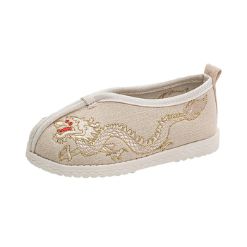 Gyerekeknek szóló kínai stílusú vászoncipő, kézzel készített, etnikus hímzéssel, pamut felsőrész, textil talpbetét, gumírozott talp