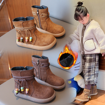 Mergaitėms žieminiai Martin bateliai su veliūrine viduje, šoninis užtrauktukas su kutais, neslydinti gumos padai, amžius 4–12 metų