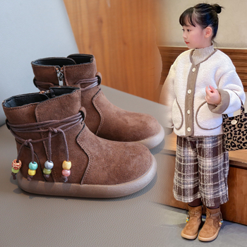 Mergaitėms žieminiai Martin bateliai su veliūrine viduje, šoninis užtrauktukas su kutais, neslydinti gumos padai, amžius 4–12 metų