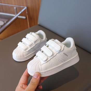 Bērnu kurpes ar Shell-Toe, Velcro aizdari, augšdaļa no syntētiskās ādas, gumijas pretslīdējoša zole, zemais siluets