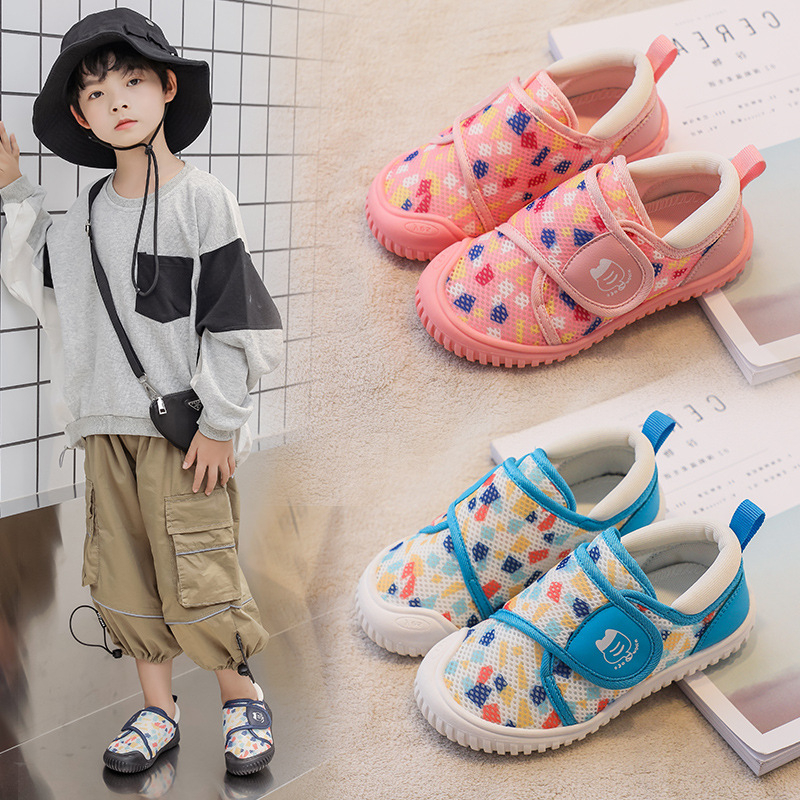 Bērnu sporta apavi – Velcro aizdare, viegli, pretslīdēšanas zole, tīkla augšdaļa, zemais augšējais apavu tips, vecuma 12–48 mēneši