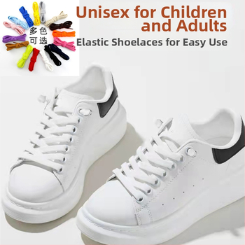 Unisex kurpju šņorēm bez mezgliem 8 mm platumā, ar elastīgu aizdari, divslāņu no spandexa; piemērotas ikdienas apaviem, sporta apaviem, ādas kurpēm un zābakiem visām sezonām