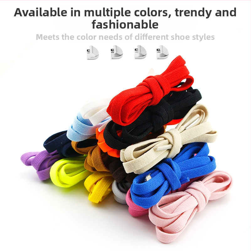 Unisex kurpju šņorēm bez mezgliem 8 mm platumā, ar elastīgu aizdari, divslāņu no spandexa; piemērotas ikdienas apaviem, sporta apaviem, ādas kurpēm un zābakiem visām sezonām