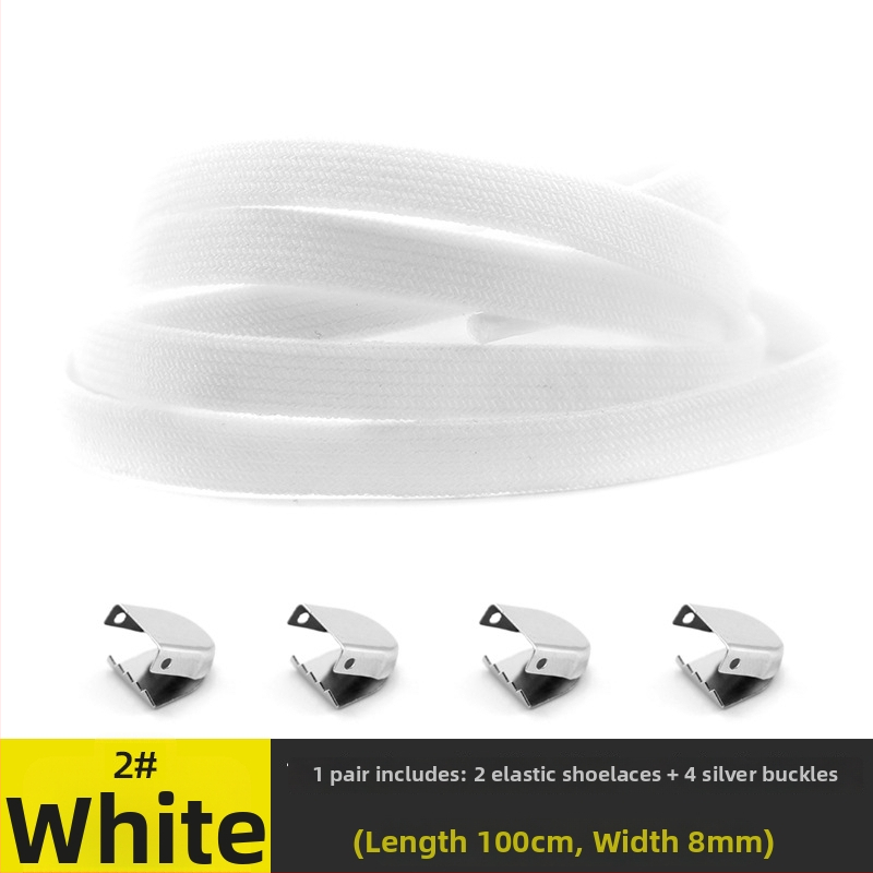 Unisex kurpju šņorēm bez mezgliem 8 mm platumā, ar elastīgu aizdari, divslāņu no spandexa; piemērotas ikdienas apaviem, sporta apaviem, ādas kurpēm un zābakiem visām sezonām