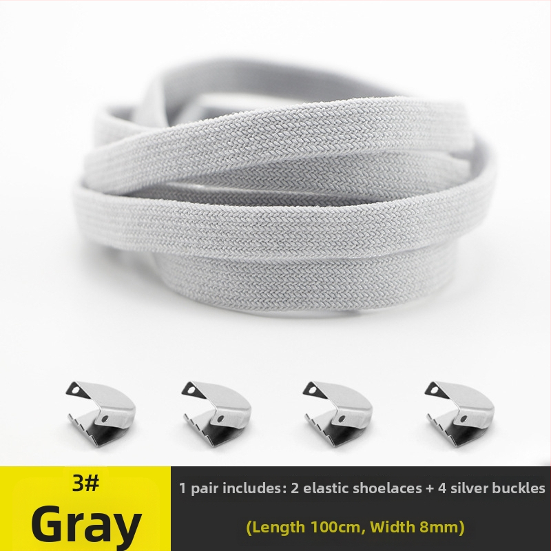 Unisex kurpju šņorēm bez mezgliem 8 mm platumā, ar elastīgu aizdari, divslāņu no spandexa; piemērotas ikdienas apaviem, sporta apaviem, ādas kurpēm un zābakiem visām sezonām