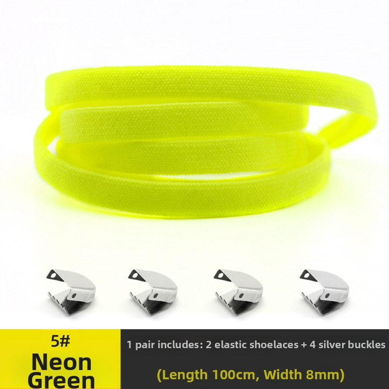 Unisex kurpju šņorēm bez mezgliem 8 mm platumā, ar elastīgu aizdari, divslāņu no spandexa; piemērotas ikdienas apaviem, sporta apaviem, ādas kurpēm un zābakiem visām sezonām