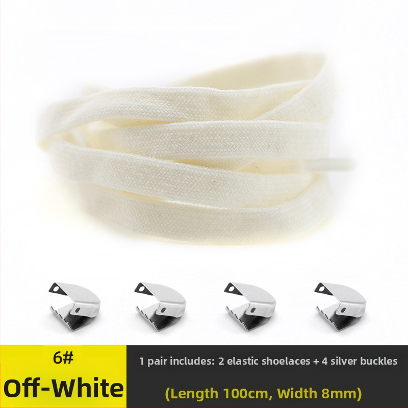 Unisex kurpju šņorēm bez mezgliem 8 mm platumā, ar elastīgu aizdari, divslāņu no spandexa; piemērotas ikdienas apaviem, sporta apaviem, ādas kurpēm un zābakiem visām sezonām