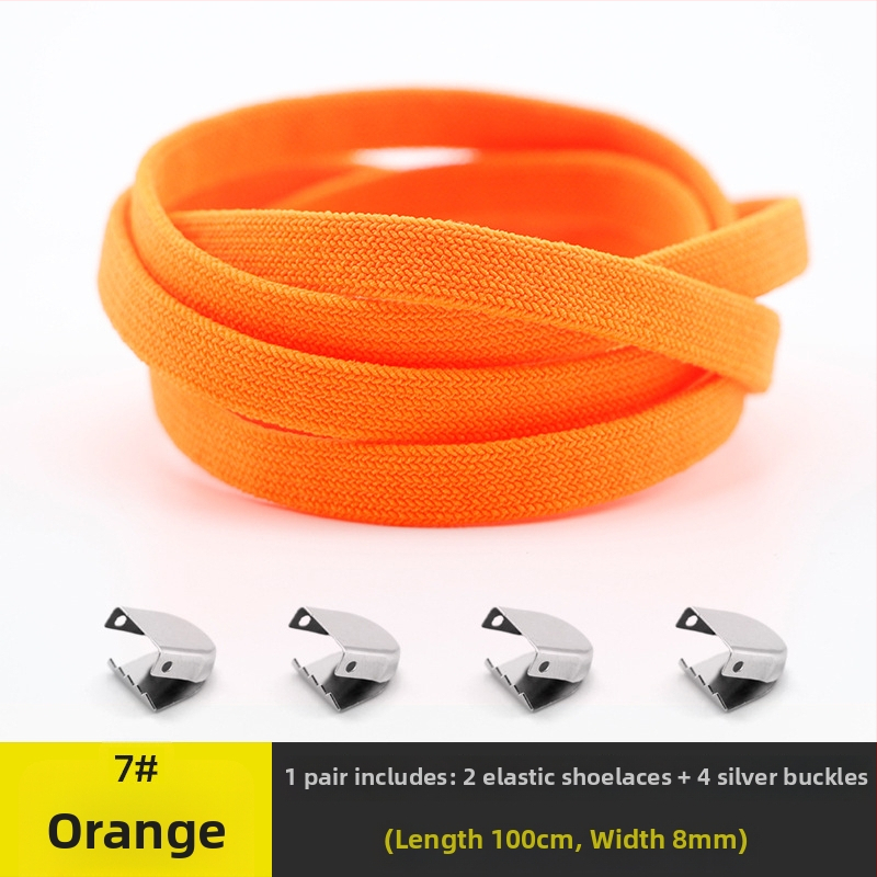 Unisex kurpju šņorēm bez mezgliem 8 mm platumā, ar elastīgu aizdari, divslāņu no spandexa; piemērotas ikdienas apaviem, sporta apaviem, ādas kurpēm un zābakiem visām sezonām